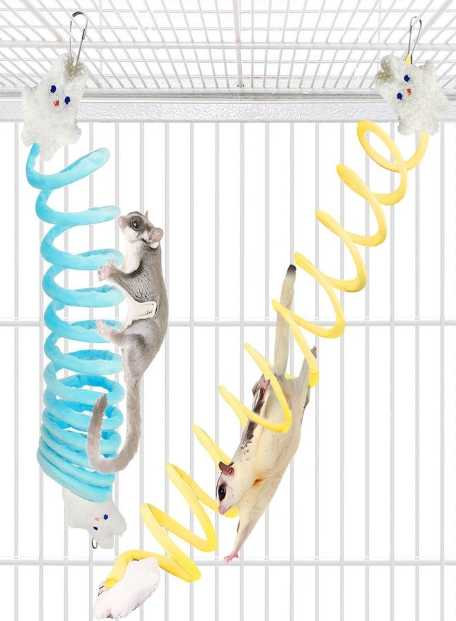 Jevnd Sugar Glider Toys, Elastic Sugar Glider Climbing Ropes, Hanging Sugar Cage Accessories, Rat Enrichment Climbing Toys, Soft Touch Small Pet Swing Toy (2pcs Blue & Yellow) - Image 1
